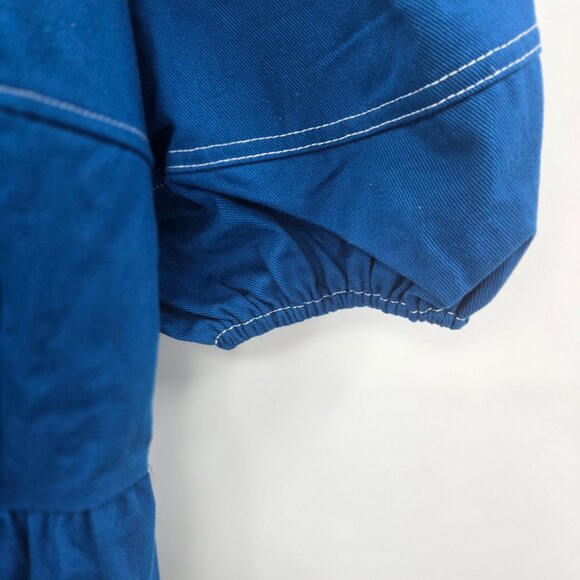 Moon River Blue Heavy Denim Corset Style Puff Sleeve Renaissance Maxi Dress M - Picture 5 of 13